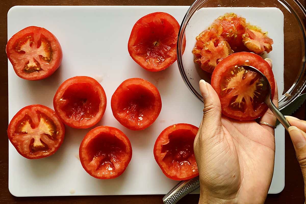 How To Make Halloumi Stuffed Tomatoes